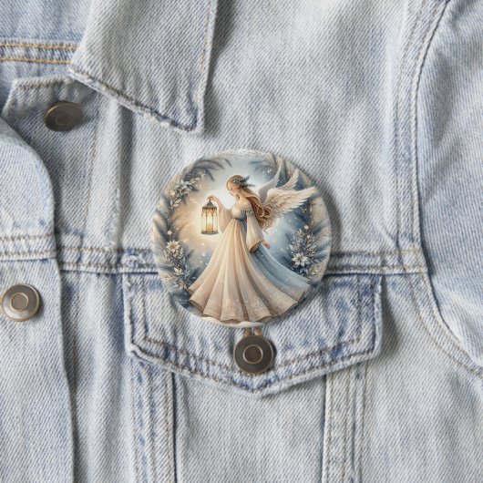 Himmlischer Winterengel - Laterne des Friedens Button (Beispiel)