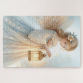 Himmlischer Winterengel Laterne des Trostes Puzzle (Horizontal)