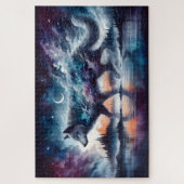 Himmlischer Wolf, der durch die Sterne wandelt Puzzle (Vertikal)