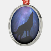 Himmlischer Wolf Silbernes Ornament (Links)