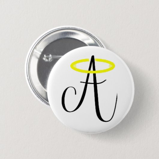 Himmlisches Abbie - schwarzer Logo-Knopf Button (Vorne & Hinten)