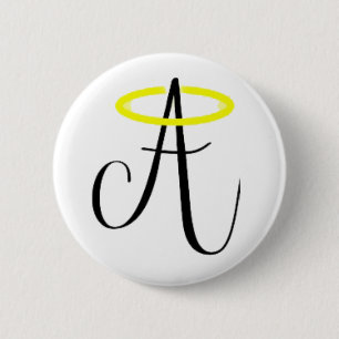 Himmlisches Abbie - schwarzer Logo-Knopf Button