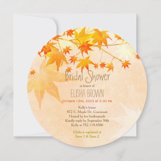 Himmlisches Ahornfallen-Brautparty Einladung (Vorderseite)