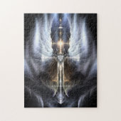 Himmlisches Angel Wing Cross Fraktal Art Puzzle (Vertikal)