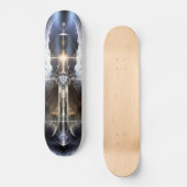 Himmlisches Angel Wing Cross Fraktal Skateboard (Vorderseite)