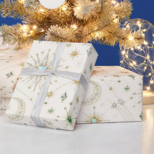 Himmlisches Aqua-Perlen-Weihnachtspapier Geschenkpapier