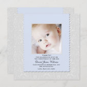 Himmlisches blaues Damast-Foto danken Dankeskarte (Vorne/Hinten)