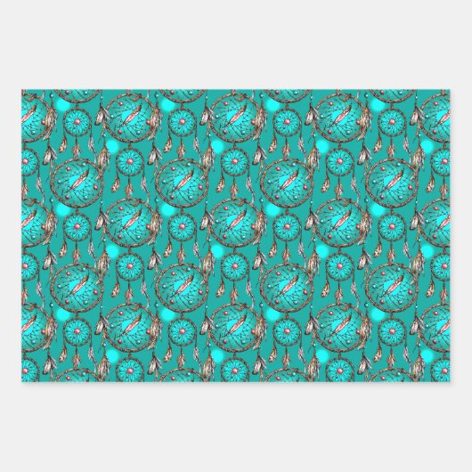 Himmlisches Blaues Traumflugmuster Geschenkpapier Set (Vorderseite)