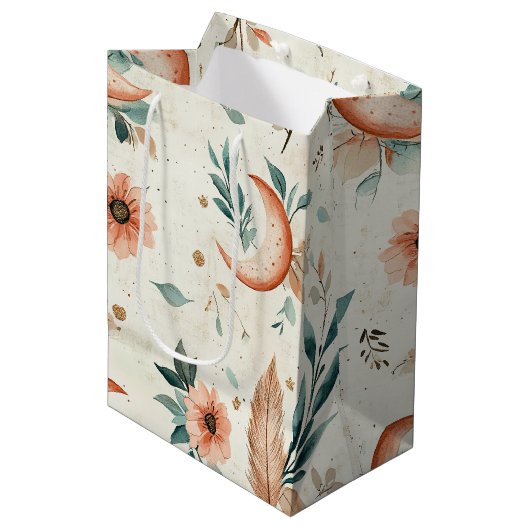 Himmlisches Blumenmuster (2) Mittlere Geschenktüte (Vorderseite Schrägansicht)