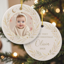 Himmlisches Boho-Baby-Erste-Weihnachts-Foto