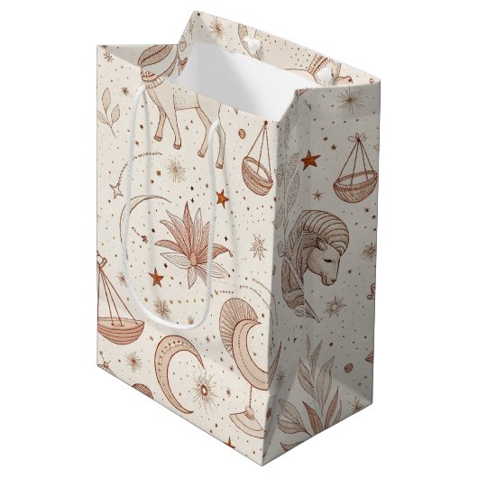 Himmlisches botanisches Muster (1) Mittlere Geschenktüte (Vorderseite Schrägansicht)
