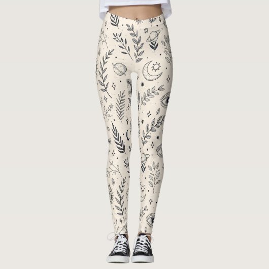 Himmlisches botanisches Muster (5) Leggings (Vorderseite)