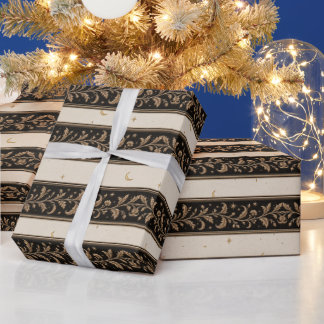 Himmlisches Botanisches Weißgold Wintersonnenwende Geschenkpapier