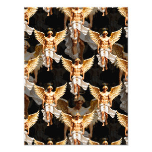 Himmlisches Design mit goldenen Engeln Muster Fotodruck