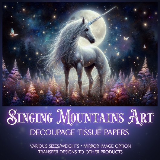 Himmlisches Fairycore-Einhorn-Glanz-Decoupage Seidenpapier