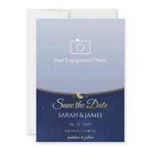 Himmlisches Foto Save-the-Date, Navy Gold Mond