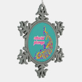 himmlisches Gefieder Schneeflocken Zinn-Ornament (Links)