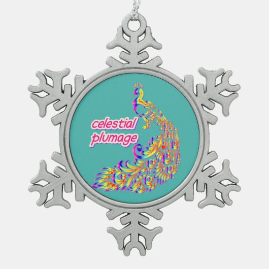himmlisches Gefieder Schneeflocken Zinn-Ornament (Vorderseite)