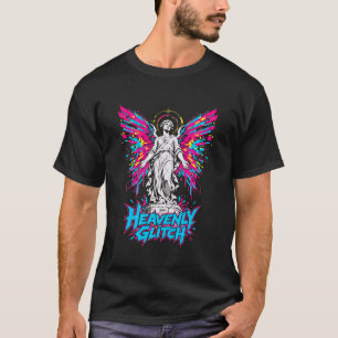 Himmlisches Glitch-Engel Grafik Herren T-Shirt