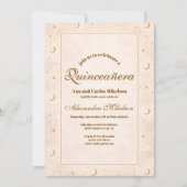 Himmlisches Gold Mond Quinceañera Einladung (Vorderseite)