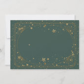 Himmlisches Gold Mond Sterne Rahmen Grün Save The Date (Rückseite)