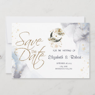 Himmlisches Gold Mond Sterne Save The Date