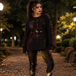 Himmlisches Gold Mondphasen Astrologie Schwarz & G Capri Leggings