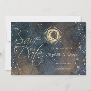 Himmlisches Gold Sonne, Mond, Sterne dunkle Wasser Save The Date