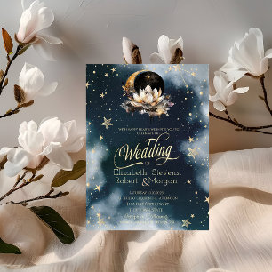 Himmlisches Gold Sonne, Mond, Sterne Lotus Nachthi Einladung