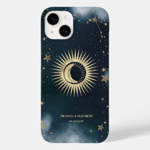 Himmlisches Gold Sonne,Mond,Sterne Nachthimmel Case-Mate iPhone 14 Hülle
