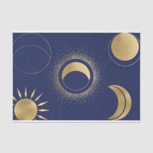 Himmlisches Gold Sonne Mondphasen Finsternis lila Seidenpapier