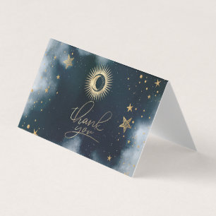 Himmlisches Gold Sonne und Mond Sterne Nachthimmel Visitenkarten