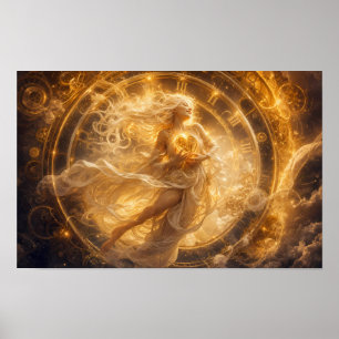 Himmlisches Goldenes Herz Durch Die Zeit Poster