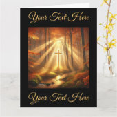 Himmlisches Goldenes Kreuz im Herbstwald Karte (Gelbe Blume)