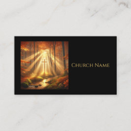 Himmlisches Goldenes Kreuz im Herbstwald Visitenkarte