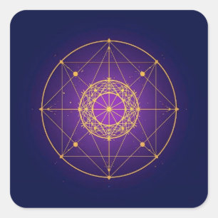 Himmlisches Heiliges Mandala – Mystische Geometrie Quadratischer Aufkleber