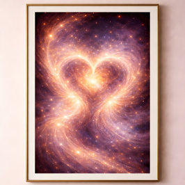 Himmlisches Herz – Abstrakte kosmische Liebeskunst Poster