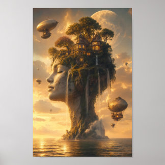 Himmlisches Himmel-Inseln-Sanctuary-Kunstposter Poster