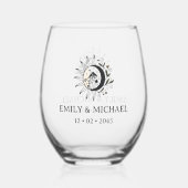 Himmlisches Hochzeitsgeschenk - Stielwein Glas (Rückseite)