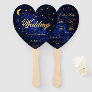 Himmlisches Hochzeitsprogramm Goldene Sterne Mond Fächer