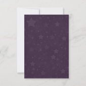 Himmlisches lila Hochzeitsprogramm Sterne und Mond (Rückseite)