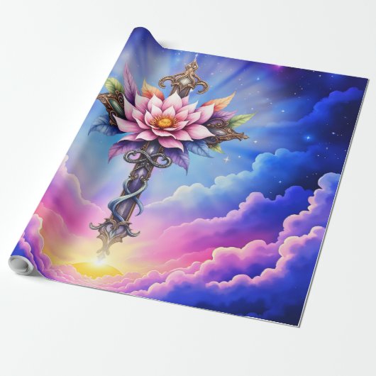Himmlisches Lotus-Kreuz Geschenkpapier (Ungerollt)