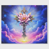 Himmlisches Lotus-Kreuz Geschenkpapier (Flach)
