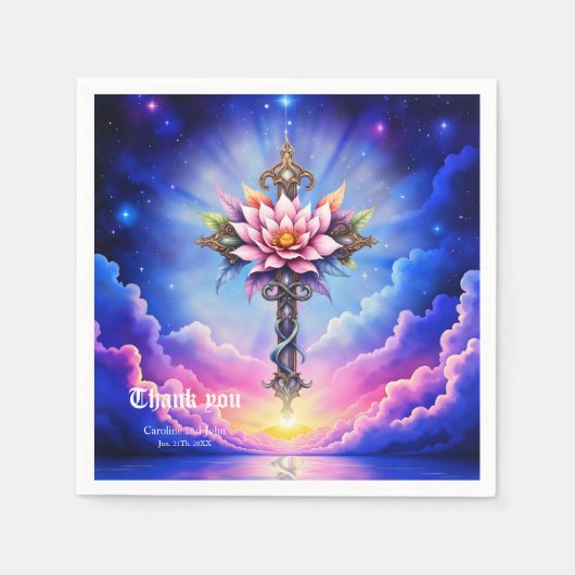 Himmlisches Lotus-Kreuz Serviette (Vorderseite)