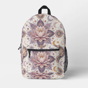 Himmlisches Lotus-Mandala Spirituelles Designmuste Bedruckter Rucksack