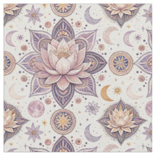 Himmlisches Lotus-Mandala Spirituelles Designmuste Stoff