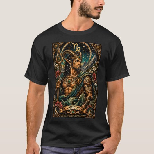 Himmlisches männliches Sternzeichen Steinbock-Desi T-Shirt (Vorderseite)