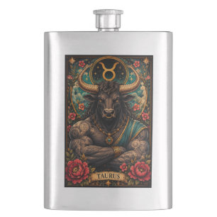Himmlisches männliches Sternzeichen Stier Design Flachmann