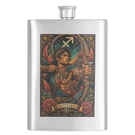 Himmlisches männliches Zodiac Schütze Design Flachmann (Vorderseite)
