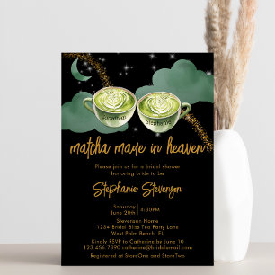 Himmlisches Mond-Matcha Hochzeitsbrause Made In He Einladung